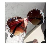 SHUBIAO 2022 Woman Rimless Diamond Sunglasses, Women Diamond Cutting Lens Sunglasses with Exquisite Glasses Box (D)