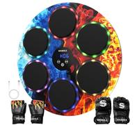 SHUBOLE Music Boxing Machine with Boxing Gloves, Wall Mounted Punching Machine for Adults & Children, 9 Speed Punch Game, Wall Box Punching Pad, Upgrade Gifts for Boys from 8 Years (Ice-Fire)