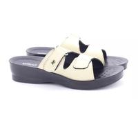 ShuCentre Aerosoft Ladies Lightweight Comfort Orthopedic Massage Pressure Point Slip On Mule Sandals (Cream, UK Footwear Size System, Adult, Women, Numeric, Medium, 3)