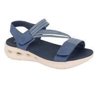 ShuCentre CIPRIATA ELENA L658 Ladies Lightweight Twin Touch Fastening Elasticated Summer Smart Sandals (Navy Blue, UK Footwear Size System, Adult, Women, Numeric, Medium, 8)