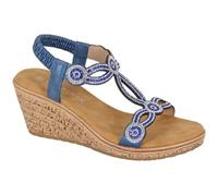 ShuCentre Cipriata Ora L524 Ladies Jewelled Elasticated Sling Back Smart Sandal (Blue, UK Footwear Size System, Adult, Women, Numeric, Medium, 7)