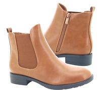 ShuCentre Ladies Chelsea Ankle Boots with Inside Zip | Comfort Classic Stylish Single Gusset Boots for Women | Smart Casual Zip Up Shoes (Brown, 8 UK)