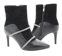 ShuCentre Ladies Comfort Pointed Diamante Strap Stiletto Heel Ankle Boots with Inside Zip, Classic Stylish (Black, 6, UK Footwear Size System, Adult, Women, Numeric, Medium, 6)