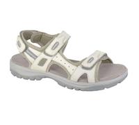 ShuCentre MOD COMFYS L139G Ladies Leather 3x Touch Fastening Sports Summer Sandal (White, UK Footwear Size System, Adult, Women, Numeric, Medium, 6)