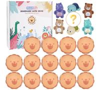 SHUCHING 14pc Brown Lion Bath Bombs for Kids, Organic Bathbomb Gift Set with Water Pistols, Natural Bubble Bath for Boys Girls Children Toddlers Birthday Easter