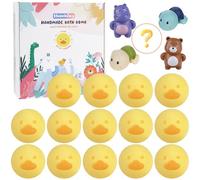 SHUCHING 14pc Yellow Duck Bath Bombs for Kids, Organic Bathbomb Gift Set with Water Pistols, Natural Bubble Bath for Boys Girls Children Toddlers Birthday Easter