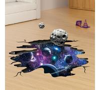 SHUCHING 3D Cosmic Galaxy Wall Stickers, Planets Space Wall Decals, Milky Way Removable Vinyl Decorations for Kids Boys Bedroom Playroom Floor Ceiling