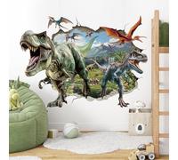 SHUCHING 3D Large Dinosaur Wall Decals Peel and Stick, Dino Crack Hole Wall Sticker for Boys, Wall Decoration Art for Kids Bedroom Nursery Playroom