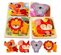 SHUCHING 4 Pcs Wooden Peg puzzles for Toddlers, Toddler Animal Puzzle Sets, Montessori Chunky Puzzle Boards, Preschool Learning Educational Toys, for Girls & Boys-Koala Squirrel Lion Puppy