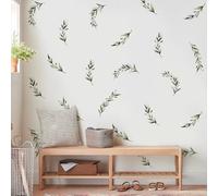 SHUCHING 9 Sheets Green Leaves Wall Stickers Peel and Stick, Eucalyptus Country Leaf Wall Sticker, Removable Vinyl Wall Decoration Art for Living Room Bedroom Office Bathroom DIY