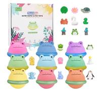 SHUCHING 9 XXL Bath Bombs for Kids with Surprise Toys Inside, Frog Kids Bath Bombs Gift Set, Natural Organic Bubble Bath Handmade Gifts for Boys & Girls Birthday Christmas Halloween