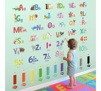 SHUCHING Animals Alphabet Kids Wall Stickers, Educational ABC Numbers Colours Wall Decals, Removable Vinyl Wall Decoration for Kids Bedroom Nursery Playroom Classroom