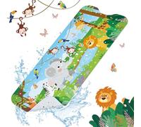 SHUCHING Baby Bathtub Mat Non Slip-100 X 40 cm Extra Long Non Slip Bath Mat for Kids, Bath Mat for Tub Non Slip Kids Bathroom Machine Washable, Jungle Animals