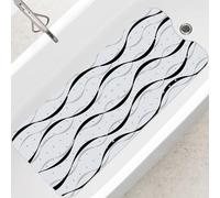 SHUCHING Black Wavy Lines Bath Mat Non Slip Anti Mould, 100 X 40 cm Extra Long Bathtub Mat Anti Slip, Shower Mat Non Slip Anti Mould for Bathroom Machine Washable