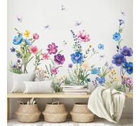 SHUCHING Colourful Wildflower Wall Stickers, Garden Daisy Flower Wall Decals, Removable Vinyl Wall Decoration Art for Living Room Bedroom Office Sofa