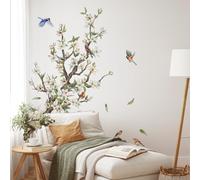 SHUCHING Flowers Wall Sticker Peel and Stick, Vinyl Tree Branch Wall Decal, Bird Wall Decor Art Home Decoration for Living Room Bedroom