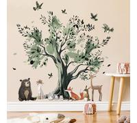 SHUCHING Giant Woodland Animal Tree Wall Decals Peel and Stick, Bear Rabbit Deer Forest Tree Wall Stickers, Wall Décor Art for Kids Baby Nursery Living Room Bedroom Playroom