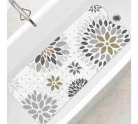 SHUCHING Grey Boho Bath Mat Non Slip Anti Mould, 100 X 40 cm Extra Long Bathtub Mat Anti Slip, Shower Mat Non Slip Anti Mould for Bathroom Machine Washable