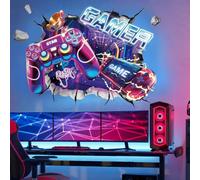 SHUCHING Large 3D Gaming Wall Stickers for Boys Room, Gamer Decorations for Bedroom, Removable Vinyl Wall Decals for Kids Teenagers PlayStation