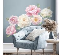 SHUCHING Large Peony Wall Sticker Peel and Stick, Flower Wall Decal, Realistic Floral Wall Decor Art Home Decoration for Living Room Bedroom