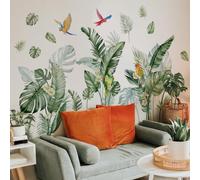 SHUCHING Tropical Jungle Leaf Wall Stickers, Large Green Leaves Wall Decals, Removable Vinyl Wall Decoration Art for Bedroom Living Room