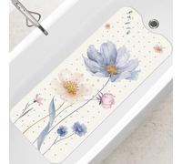 SHUCHING Watercolour Flower Bath Mat Non Slip Anti Mould, 100 X 40 cm Extra Long Bathtub Mat Anti Slip, Shower Mat Non Slip Anti Mould for Bathroom Machine Washable