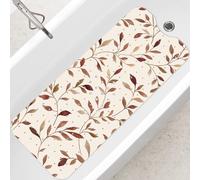 SHUCHING Yellow Leaves Bath Mat Non Slip Anti Mould, 100 X 40 cm Extra Long Bathtub Mat Anti Slip, Shower Mat Non Slip Anti Mould for Bathroom Machine Washable