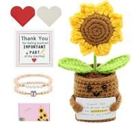 SHUCHNOYE Teacher Appreciation Gifts Lucky -Handmade Crochet Sunflower Appreciation Gift Set Emotional Support, Last Day of School Thank You Gift, for Teacher Appreciation Week Graduation Gifts