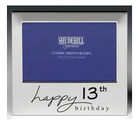Shudehill Happy 13th Birthday Frame Occasion Gift Pressent 72413, Metal, Silver, Photo Size 5" x 3.5"