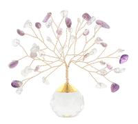 Shudehill Giftware Amethyst Crystal Gem Tree - Handcrafted Healing Tree on Faceted Base - Calming Energy Decor for Home & Office