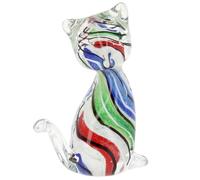 Shudehill Giftware Art In Glass Handmade Cat Figurine - Colourful Decorative Glass Ornament, Collectible Gift for Cat Lovers & Home Décor