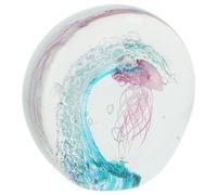 Shudehill Giftware Art In Glass Handmade Jellyfish Wave Figurine - Aqua Blue and Pink Glass Ornament - Unique Ocean Collectible Décor (Art In Glass Handmade Jellyfish Wave)
