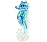 Shudehill Giftware Art In Glass Handmade Seahorse Figurine - Green and Blue Swirl Glass Ornament - Unique Marine Collectible Coastal Décor (Art In Glass Handmade Seahorse)