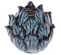 Shudehill Giftware Artichoke Ceramic Bud Vase, Decorative Blue Glazed Small Home Ornament