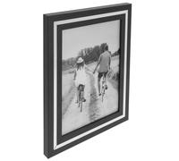 Shudehill Giftware Black Frame with Grey Silver Band Minimal Stylish Photo Frame - 5x7, 6x8, 8x10 Sizes (6x8)