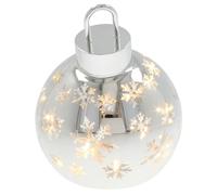 Shudehill Giftware Bright Xmas LED Bauble Collection Decorative Light Up Christmas Ornaments Assorted Sizes and Colours (Silver Medium Height 17x Width 15x Depth 15cm)