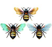 Shudehill Giftware Busy Bee Set of 3 Wall Hanging Metal Bees Multicolour