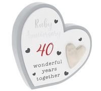 Shudehill Giftware Celebration Heart 40th Anniversary Plaque 335662 Anniversary