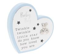 Shudehill Giftware Celebration Heart Plaque - Engagement, Christening & New Baby Ornaments (Baby Boy)