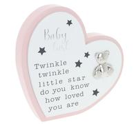 Shudehill Giftware Celebration Heart Plaque - Engagement, Christening & New Baby Ornaments (Baby Girl)