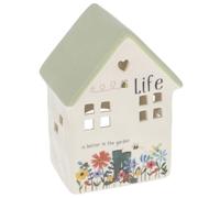 Shudehill Giftware Ceramic Garden Tealight House - Nan, Life and Home To choose from, Decorative Home Ornament with Floral Design (Life)