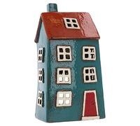 Shudehill Giftware Ceramic Village Pottery Bright Colour Range Tealight Holder, beautiful house-warming gift, Home Ornament, Candle Holder… (Blue/Dark Blue)
