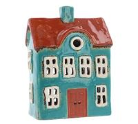 Shudehill Giftware Ceramic Village Pottery Bright Colour Range Tealight Holder, beautiful house-warming gift, Home Ornament, Candle Holder… (Green/Orange)