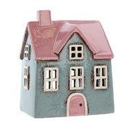 Shudehill Giftware Ceramic Village Pottery Bright Colour Range Tealight Holder, beautiful house-warming gift, Home Ornament, Candle Holder… (Grey/Pink)