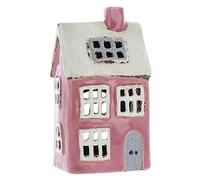 Shudehill Giftware Ceramic Village Pottery Bright Colour Range Tealight Holder, beautiful house-warming gift, Home Ornament, Candle Holder… (Pink/White)