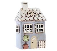 Shudehill Giftware Ceramic Village Pottery Garden House Tealight Holder, Home Ornament Candle Holder (Small Grey)