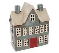 Shudehill Giftware Ceramic Village Pottery Grey School House Tealight Holder, beautiful house-warming gift, Home Ornament, Candle Holder