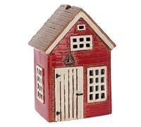 Shudehill Giftware Ceramic Village Pottery Holiday House Tealight Holder, beautiful house-warming gift, Home Ornament, Candle Holder (Red)