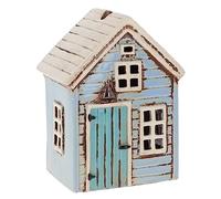 Shudehill Giftware Ceramic Village Pottery Holiday House Tealight Holder, beautiful house-warming gift, Home Ornament, Candle Holder (Blue)