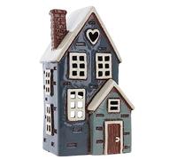 Shudehill Giftware Ceramic Village Pottery Navy Porch House Tealight Holder, beautiful house-warming gift, Home Ornament, Candle Holder